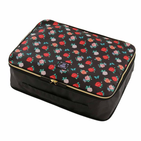 爆買 【SALE ￥4950→￥3300】33％OFF！ アナ スイ　収納ポーチ/トラベルポーチ　大（2~3泊用）圧縮ファスナー付　ローズ　ブラック