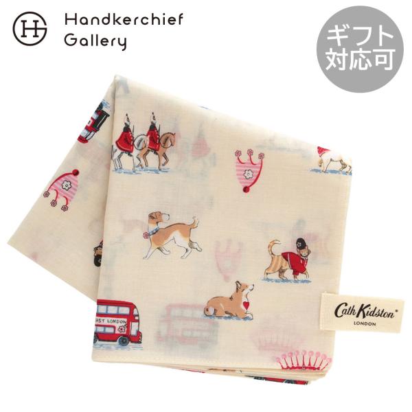 キャス キッドソン　プリントハンカチ　QUEENIE’S LONDON　アイボリー
