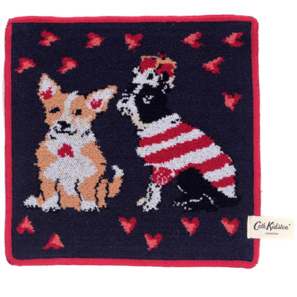 【SALE ￥3080→￥1650】46％OFF！ キャス キッドソン　シェニール織　タオルハンカチ　バーニー＆スクィーニー　ネイビー