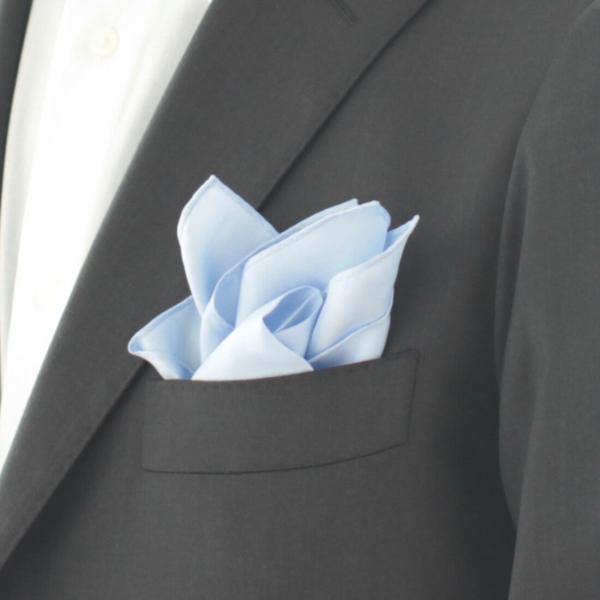 ポケットチーフ 無地 5251 ブルー : ハンカチーフギャラリーYahoo!店