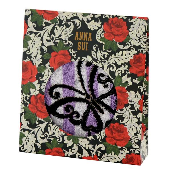 タオルハンカチ：約25×25cmパッケージ：タテ約16cm ヨコ約14cm マチ約4cm綿100％（スリット糸使用）  日本製ストライプのベースにバタフライと薔薇を組み合わせた手持ち感が柔らかいタオルです。プリントハンカチーフとお揃いの柄を...