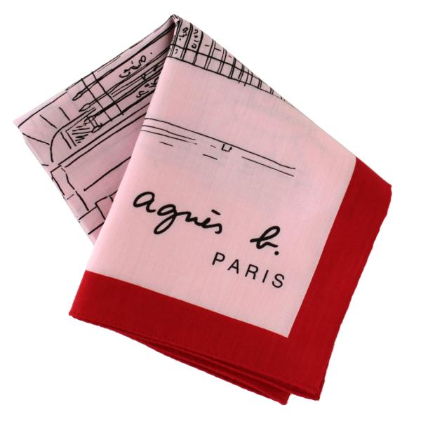 agnes b.（アニエスベー） プリントハンカチ 1号店 0004 ピンク
