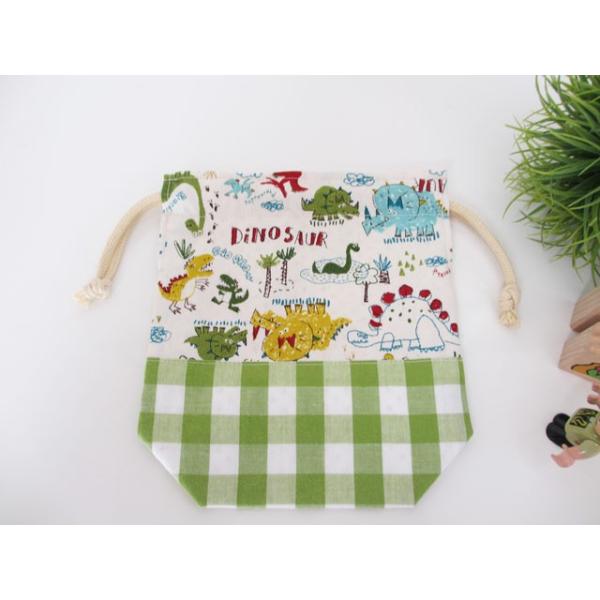 通園 通学 巾着 バッグ 恐竜 グリーン おしゃれ 入園グッズ チェック コップ入れ ハンドメイド Buyee Buyee Japanese Proxy Service Buy From Japan Bot Online
