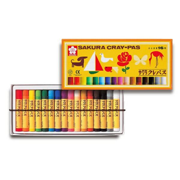 クレパス太巻１６色(クレヨン 新入学 新学期 小学生 用品 準備 応援 入学祝い 新生活 手芸 小学校 教材 教室 クラフト ハンドメイド)