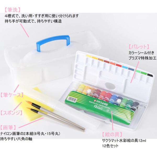 絵具セット Arcana アルカナ サクラマット水彩絵の具 ミニぞうきん付き ロゴテープ 入学祝 卒園祝 口金入り2wayバッグ 女の子 小学校 小学生 新入学 男の子 予約受付中 アルカナ