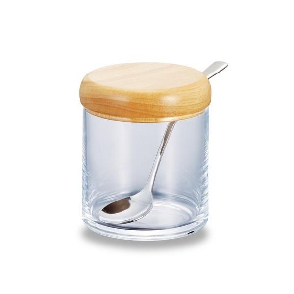 本体サイズ（約）：幅7.2×高8.5cm 素材：ガラス・天然木 付属品：スプーン 原産国：日本