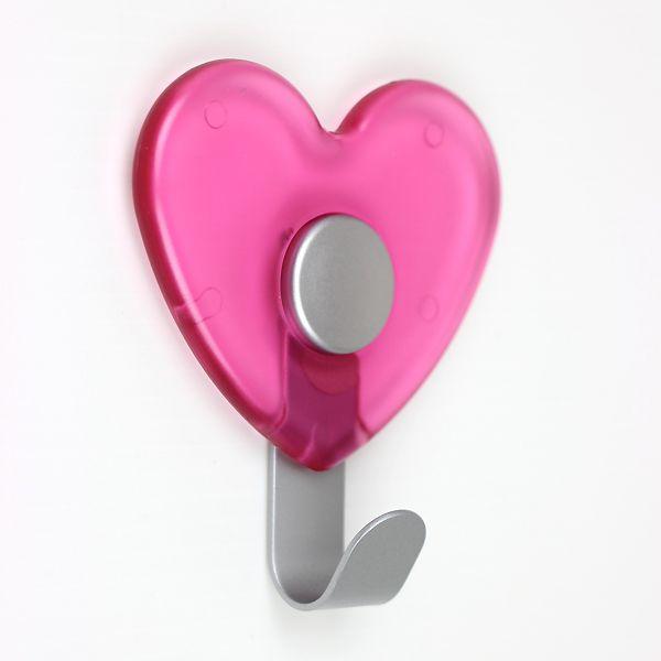 プラスチック・金属製壁用フック ハート ピンク ビス止め式 2052
