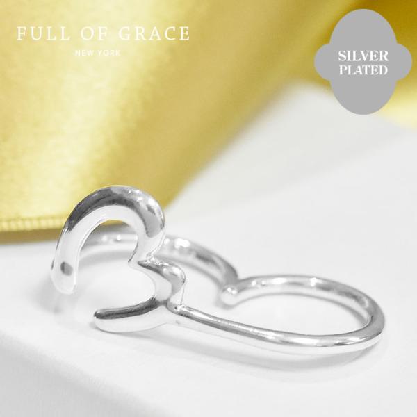 ≪FULL OF GRACE≫ フルオブグレイス ダブルリング オープンハート モチーフ ハート ダブルフィンガー 2本指 リング シルバー Open Heart Double Ring (Silver)
