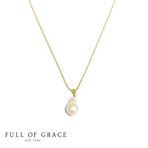 FULL OF GRACE フルオブグレイス 真珠 バロックパール 小粒 スモールサイズ ひと粒 ティアドロップ ボール チェーン ネックレス Pearl Necklace Gold