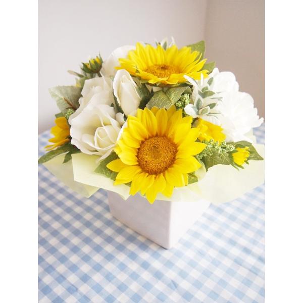 夏のギフトに・そのまま飾れるひまわりの花束アレンジメント／光触媒加工済 お中元 egift_summer_bouquet_004_012_1