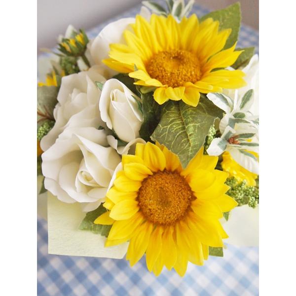 夏のギフトに・そのまま飾れるひまわりの花束アレンジメント／光触媒加工済 お中元 egift_summer_bouquet_001_001_d