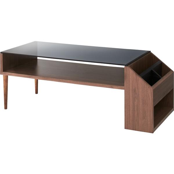 センターテーブル 合成樹脂化粧合板 8mmグレー強化ガラス ブラウン ALM