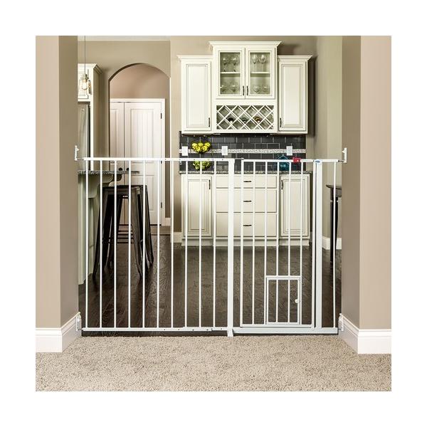 ※同梱不可※【Carlson】特許が取られたペット・ドアがついたゲート！一番使いやすく取り外しも簡単なシリーズです。高さが96.5センチで、小型犬から大型犬まで使えるゲートです。幅は94から152ｃｍまで拡大します。小さなペットは特許が取ら...