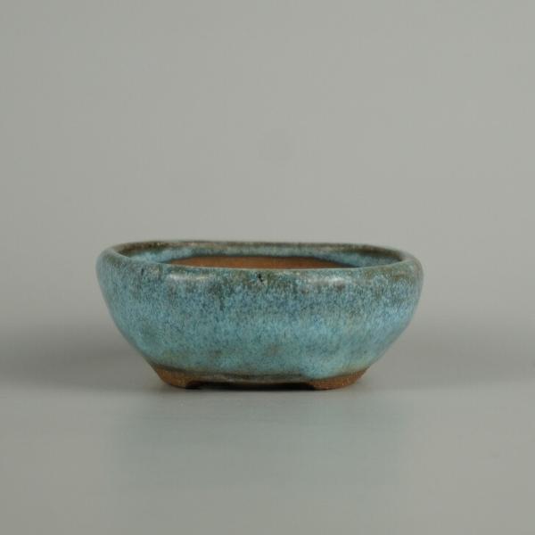 【中古】盆栽鉢 豊千 小鉢 長辺 約 9.4cm 丸鉢 釉薬 現品 中古鉢