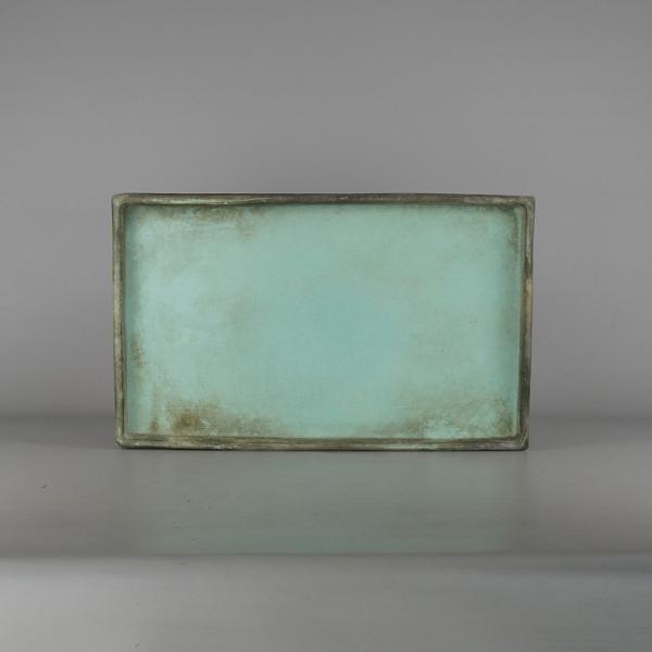 品名 　水盤 　(和泉窯)サイズ 　高さ 　約4.3センチ　　横幅 　約44.5センチ　　(42.5cm)　奥行 　約27.3センチ　　（25.5cm)