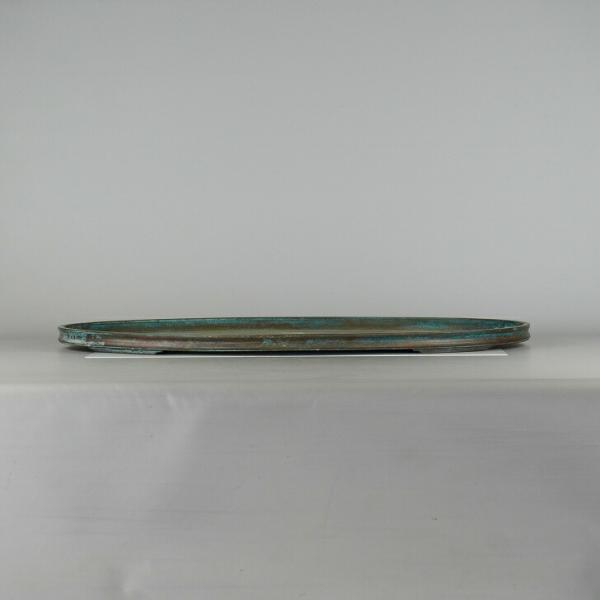 水盤　盆栽鉢　時代水庄園長方水盤水石40x26x3cm 銅 水盤 落款 ② 水石 水石飾 鑑賞石 盆栽鉢 盆栽小鉢 盆栽 植木鉢