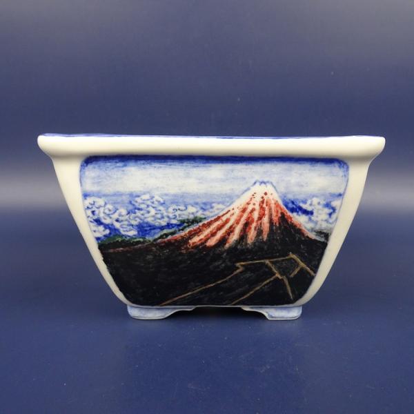 風景画の漆器、盆栽鉢 haniwa-bonsai_h003-24400-01
