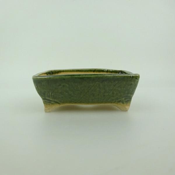 盆栽鉢 ゆうき祥石 小型 長辺 約 11.5cm 長方鉢 釉薬 現品 新品 : はニ