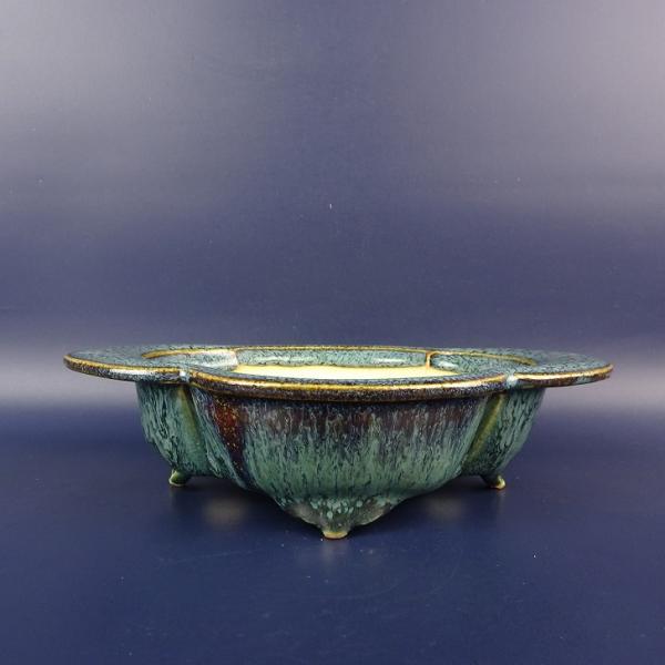 盆栽鉢 風香 風香窯 小型 長辺 約 19.8cm 木瓜鉢 外縁 天広 釉薬 現品