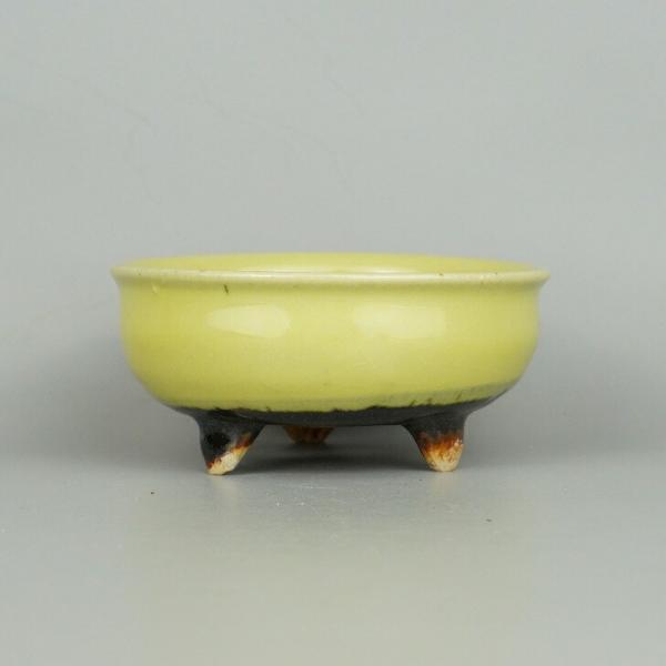 平安虹泉　丸　盆栽鉢 盆栽鉢 虹 平安虹泉 小鉢 長辺 約9.6cm 丸鉢 釉薬 現品 新品