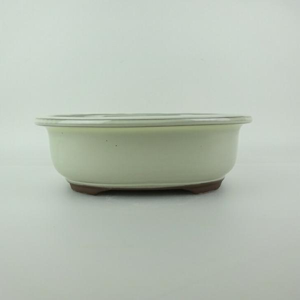 盆栽鉢 万古焼  萬古 中型 長辺 約21cm 楕円鉢 縁付 釉薬 新品 数量物