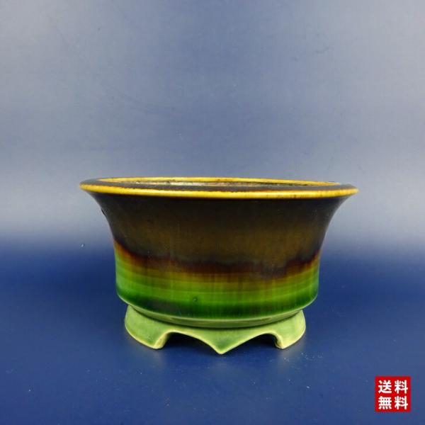 812.佐野大助 赤繪模様紋兽足丸 盆栽鉢 模木鉢 9.7*4cm haniwa-bonsai_re006-231000-02