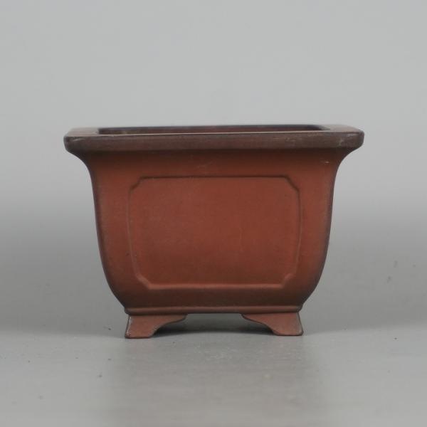 中古】盆栽鉢 常滑 美芸 小鉢 長辺 約9.5cm 長方鉢 外縁 額入 下帯 泥