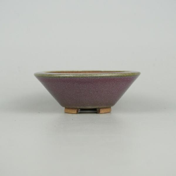 中古】盆栽鉢 光峰 小鉢 長辺 約9.5cm 丸鉢 釉薬 現品 中古鉢