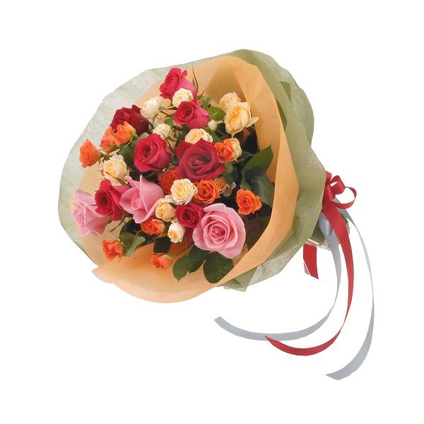 カラフルローズ ホワイトデーお返し お誕生日 花束 バラ 翌日配達 Mf 009 花家族yahoo店 通販 Yahoo ショッピング