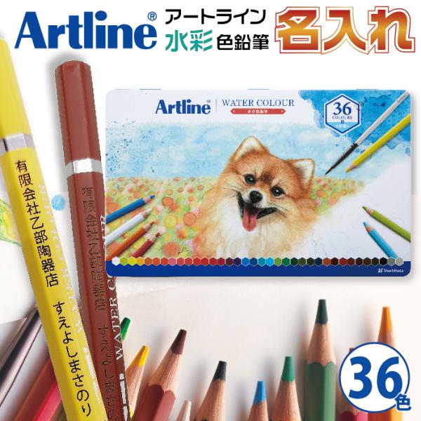 シヤチハタ 名入れ アートライン Artline 水彩色鉛筆 36色セット 大人