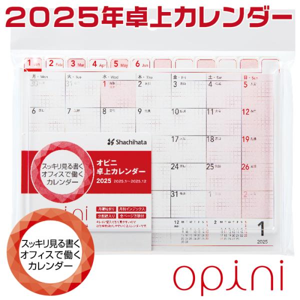 オピニ 卓上カレンダー 2025年度版 令和7年 opini シャチハタ 女子