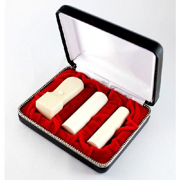 印鑑セット 木製箱付き ハンコ 象牙調 ハンコ印材 ケース入り3本