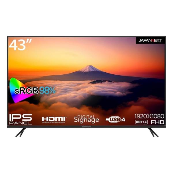 他サイト： ジャパンネクスト [JN-IPS43FHD-U] 43インチ ワイド液晶ディスプレイ(1920x1080/IPS/HDMIx3/USBx2/スピーカー/半光沢/2年保証)の商品画像