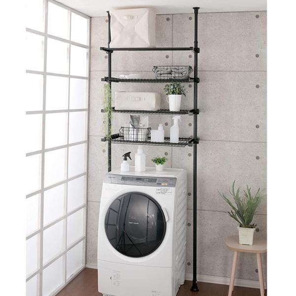 ■商品名デザイン突っ張り洗濯機ラック■サイズ(cm)横幅約78〜120×奥行約34×高さ約220〜280■重量約4.1kg■材質ABS樹脂・スチール・ポリ塩化ビニル・ポリプロピレン 表面塗装:エポキシ樹脂塗装■カラーブラック■形式組立必要■...