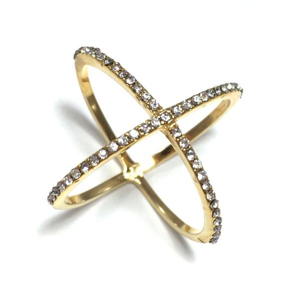 クロスラインストーン3Dリング