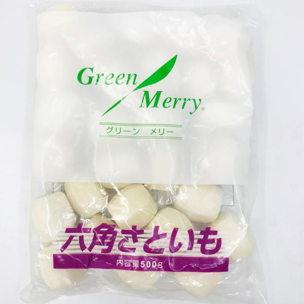 グリーンメリーの「六角さといも」は、粘り気のある荷崩れのしにくい品種を選び、 収穫後軽く湯通しし、アク抜きをあらかじめ行ってから急速凍結してあります。下ごしらえの手間もかからず、煮物等いろいろな料理にご利用いただけます。名称：さといも原材料...