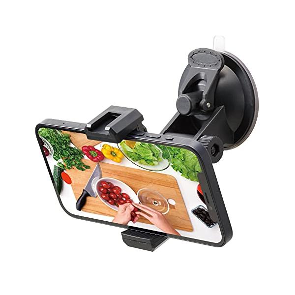 他サイト： エレコム ホルダー 吸盤固定タイプ 【 iPhone/Android 用 】 アクセサリーシュー付 ブラック P-STSRSUBKの商品画像