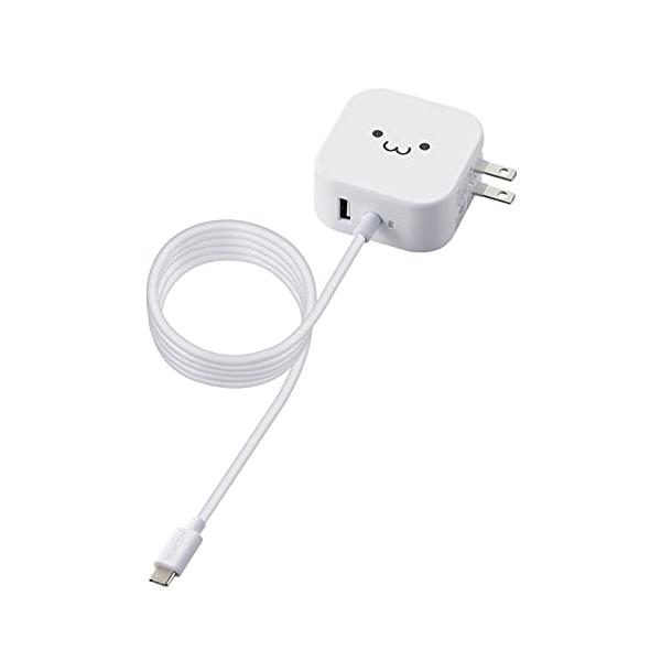 他サイト： エレコム USB コンセント 充電器 合計32W ( USB PD対応 ) Type-Cケーブル 1.5m 一体型 ホワイトフェイス MPA-Aの商品画像