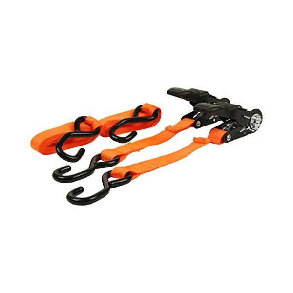 他サイト： E-Value ラチェット式ベルト荷締機 ショートタイプ ERT-25SSR 2pcs 2.2m ナイロン トラック対応 オレンジの商品画像