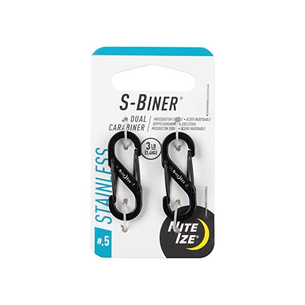他サイト： ナイトアイズ(NITEIZE) エスビナー ステンレス カラビナ #0.5 2個入 ブラック SBHLF-2PK-01 (日本正規品)の商品画像