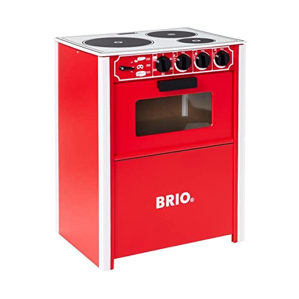 トラディショナル・レッド ワンサイズ 31355・・Color:レッド・BRIOのクラシックな木製のレンジはお子様に料理の楽しさを芽生えさせます。・上部の扉は開閉できつまみを回してレンジを操作できます。・高さ500mm。