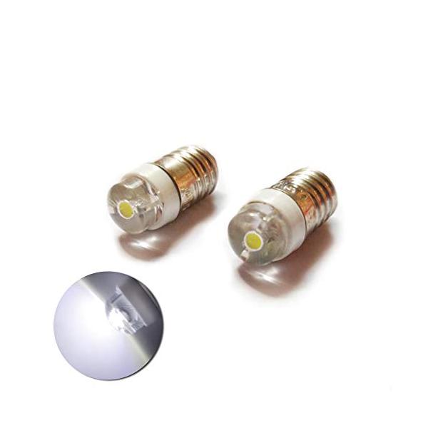 ・ホワイト 2個 E10・1. ハイクオリティ COB LEDチップ、100lm/球。・2.とても明るい：detierr LEDカラー：6000Kホワイト、ルーメン：100LM。・3.極性：底側「+ 」、ボディ側「-」。LED電球は、性能に...