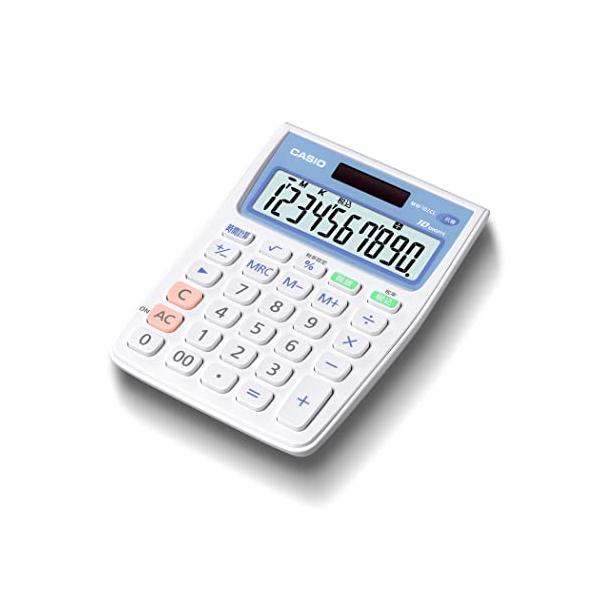 他サイト： カシオ 抗菌電卓 普通電卓 白とブルー ミニジャストタイプ 10桁 MW-102CL-Nの商品画像