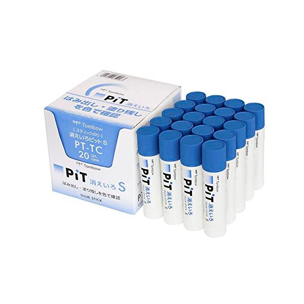 他サイト： トンボ鉛筆 スティックのり 消えいろPiT Sサイズ (塗り色が消える) (10g) 20本 PT-TC-20Pの商品画像