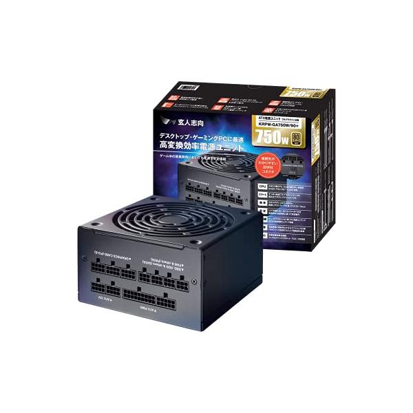 他サイト： 玄人志向 電源ユニット 750W ATX 電源 80 PLUS ゴールド PC電源 フルプラグイン セミファンレス KRPW-GA750W/90の商品画像