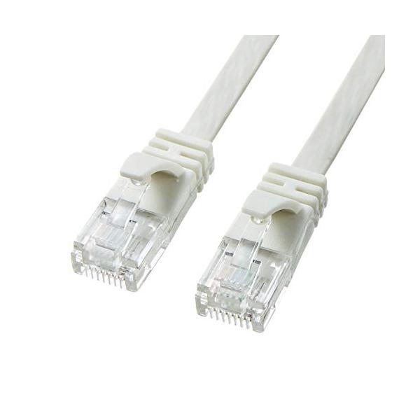 他サイト： サンワサプライ CAT6A フラットLANケーブル (0.5m) 10Gbps/500MHz RJ45 ツメ折れ防止 ホワイト KB-FL6A-の商品画像