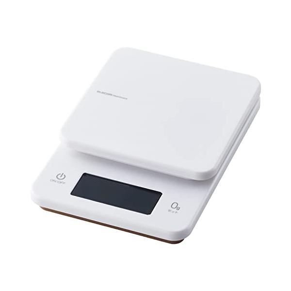他サイト： エレコム キッチンスケール 最大3kg 最小0.5g表示  バックライト付 0g表示 自動電源オフ  ホワイト HCS-KSA01WHの商品画像