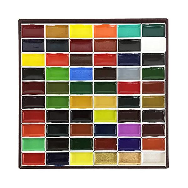 吉祥 日本画用絵具 角顔彩 上製 60色