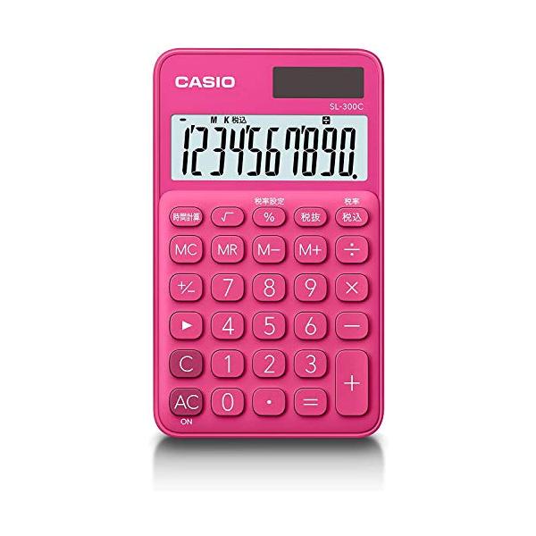 他サイト： カシオ カラフル電卓 ビビッドピンク 10桁 手帳タイプ SL-300C-RD-Nの商品画像