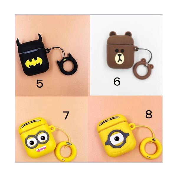 AirPods ケース トラップ付 かわいい キャラクター シリコン イヤホン